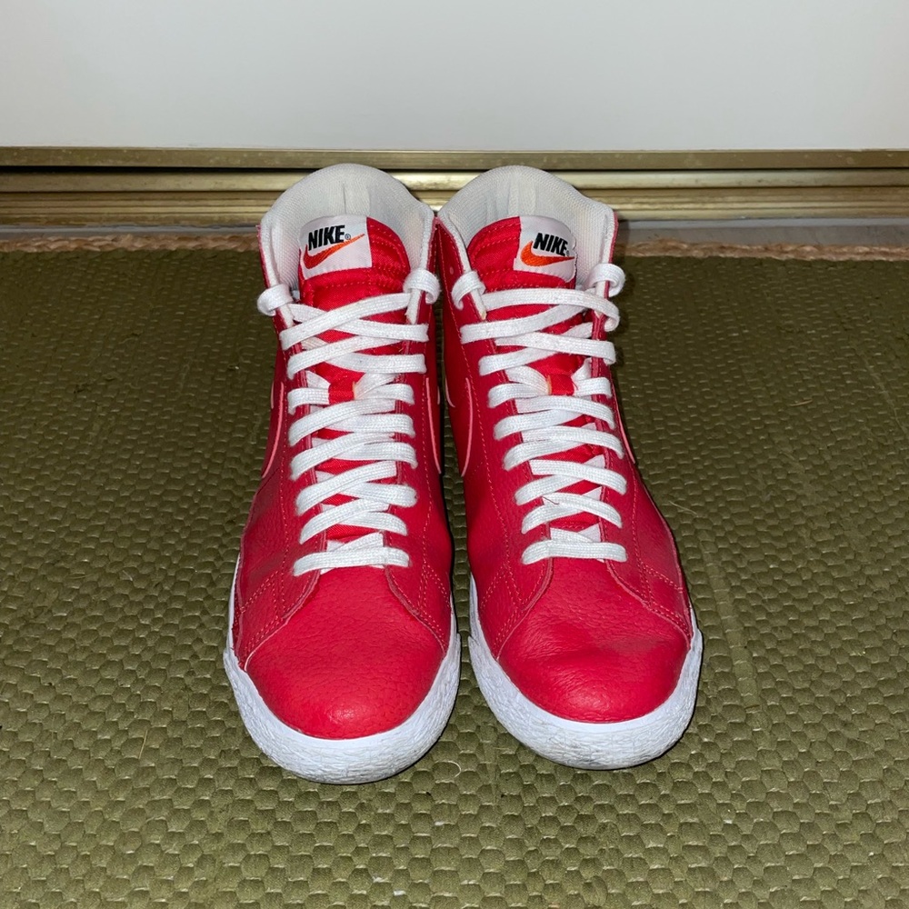 Nike Red and White Blazer High-Top Sneakers